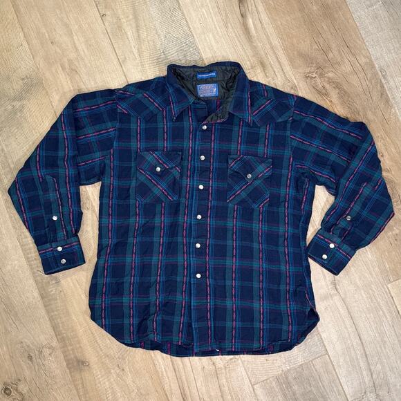 VTG Pendleton Shirt Aztec Wool Pearl Snap Mens Medium *READ DESCRIPTION* - Picture 1 of 7